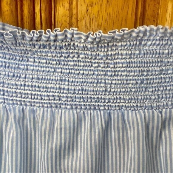 Michael Kors Wilson Blue Stripe Off the Shoulder Peasant Blouse Medium - Picture 7 of 10